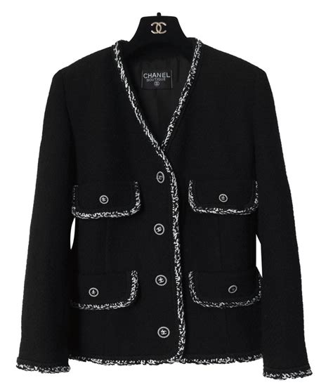 chanel coat black|Chanel black jacket women.